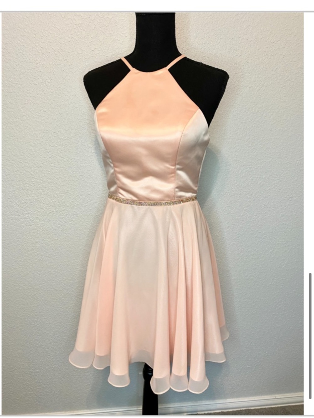 Camille La Vie Pink Halter Fit-and-Flare Dress